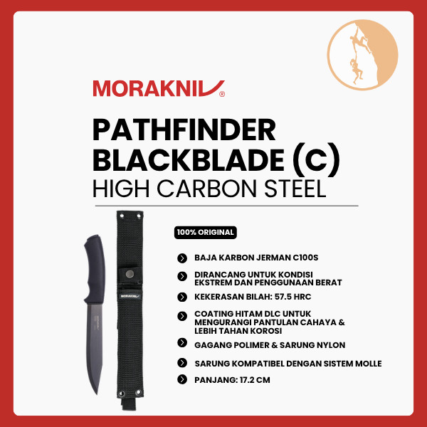 Pisau Survival/Bushcraft/Outdoro High Carbon Steel - Morakniv Pathfinder BlackBlade (C)
