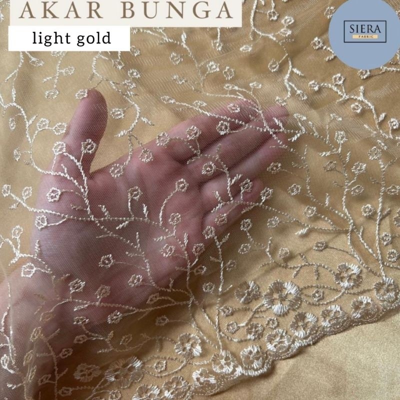 New Paket Lengkap Kain Bridesmaid Premium / Kain Satin Charmuse Honey Gold + Kain Brukat Tile - Ligh