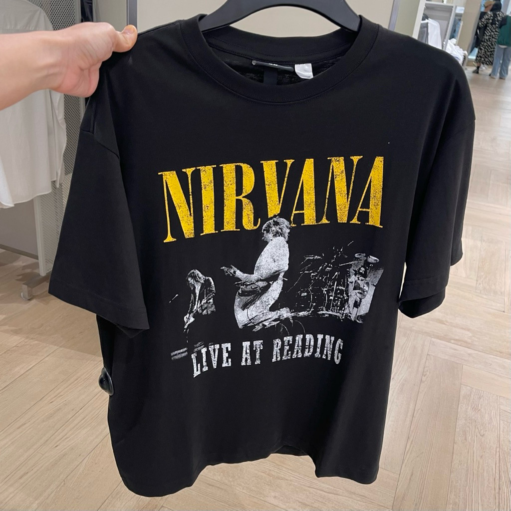 Tshirt H&M Man NIRVANA relaxed black Kaos Pria