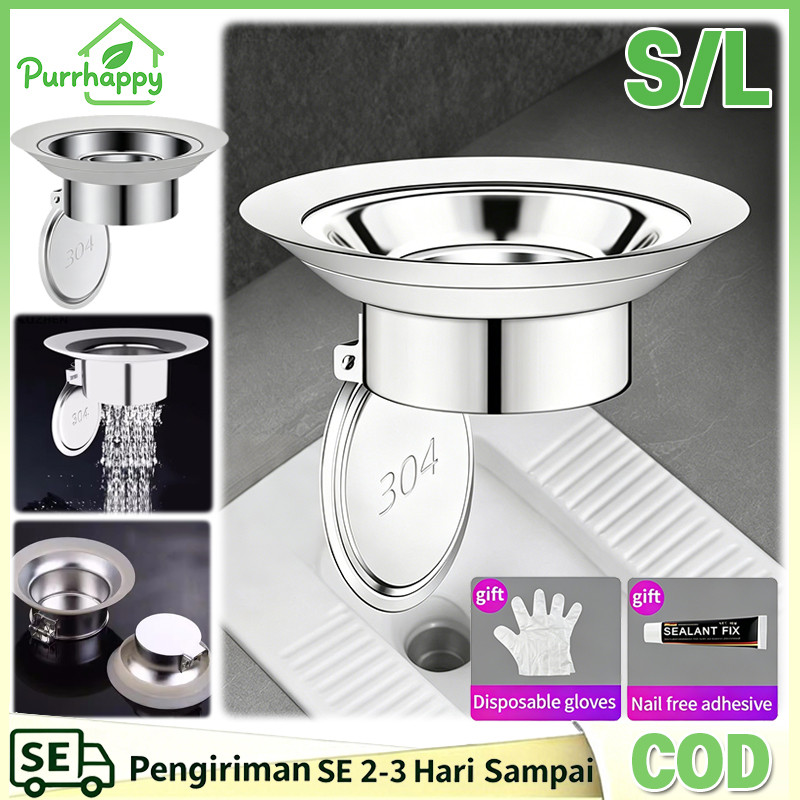 Purrhappy S/L Penutup Lubang WC Anti Bau Kedap Udara Jongkok Tutup Kloset Closet WC Jongkok Otomatis