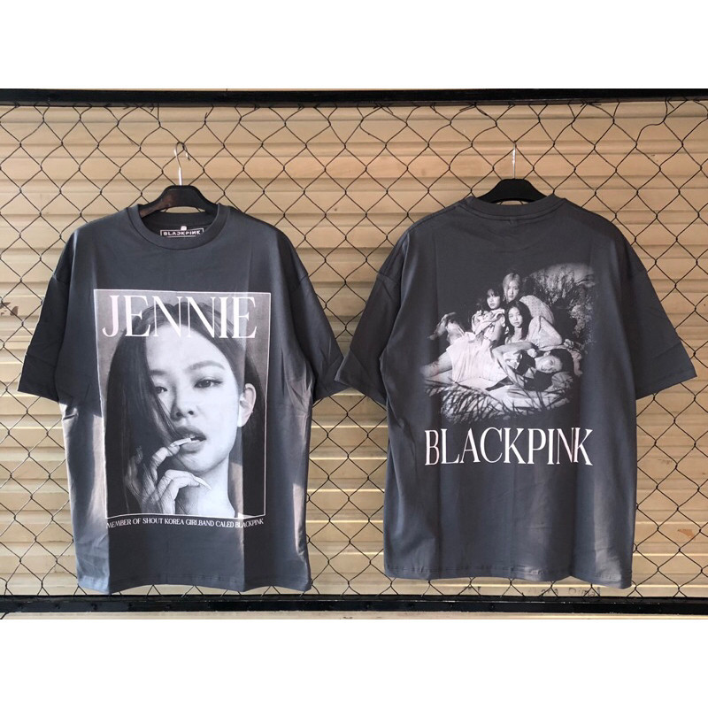 Baju Kaos Pull&Bear Oversize JENNIE "Black Pink" - T Shirt Vintage Oversize Jennie Black Pink - Baju