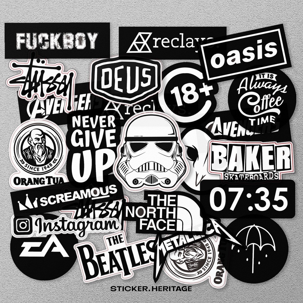 Stiker Aesthetic Black & White Stiker Tumbler Hp | Stiker Laptop Estetik Pack