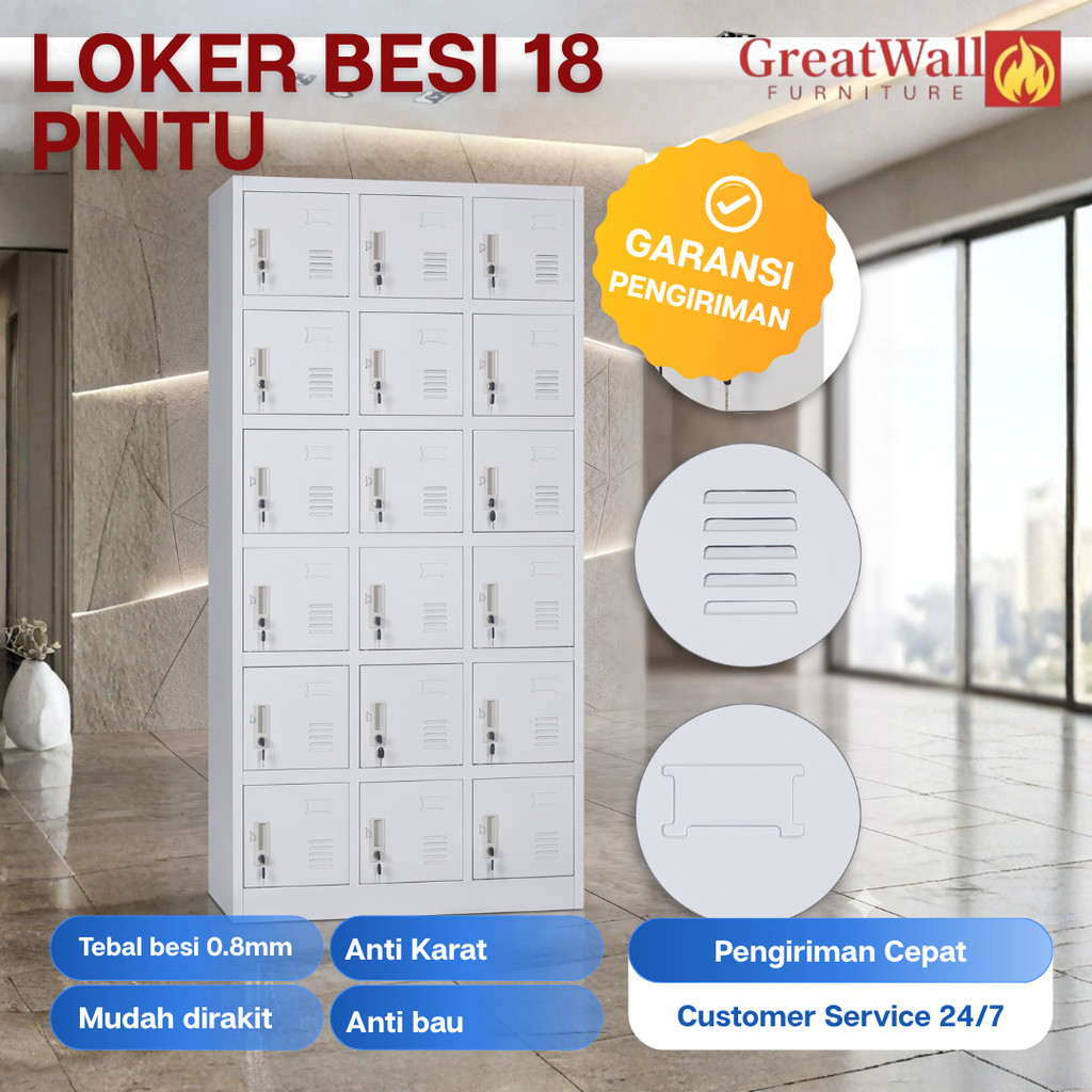 Lemari Loker 18 Pintu Lemari Penyimpanan Serbaguna Lemari Karyawan Lemari Sepatu Lemari Pabrik