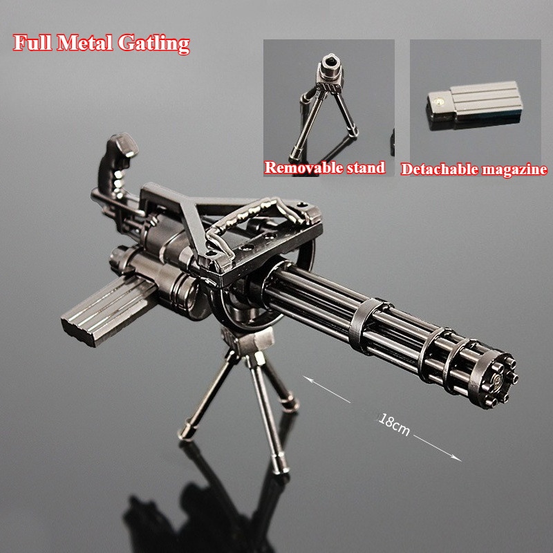 18cm Mini Rotatable M134 Gatling Gun Alloy Model Toy Ornaments Crafts Men's Gifts, Desk Decorations