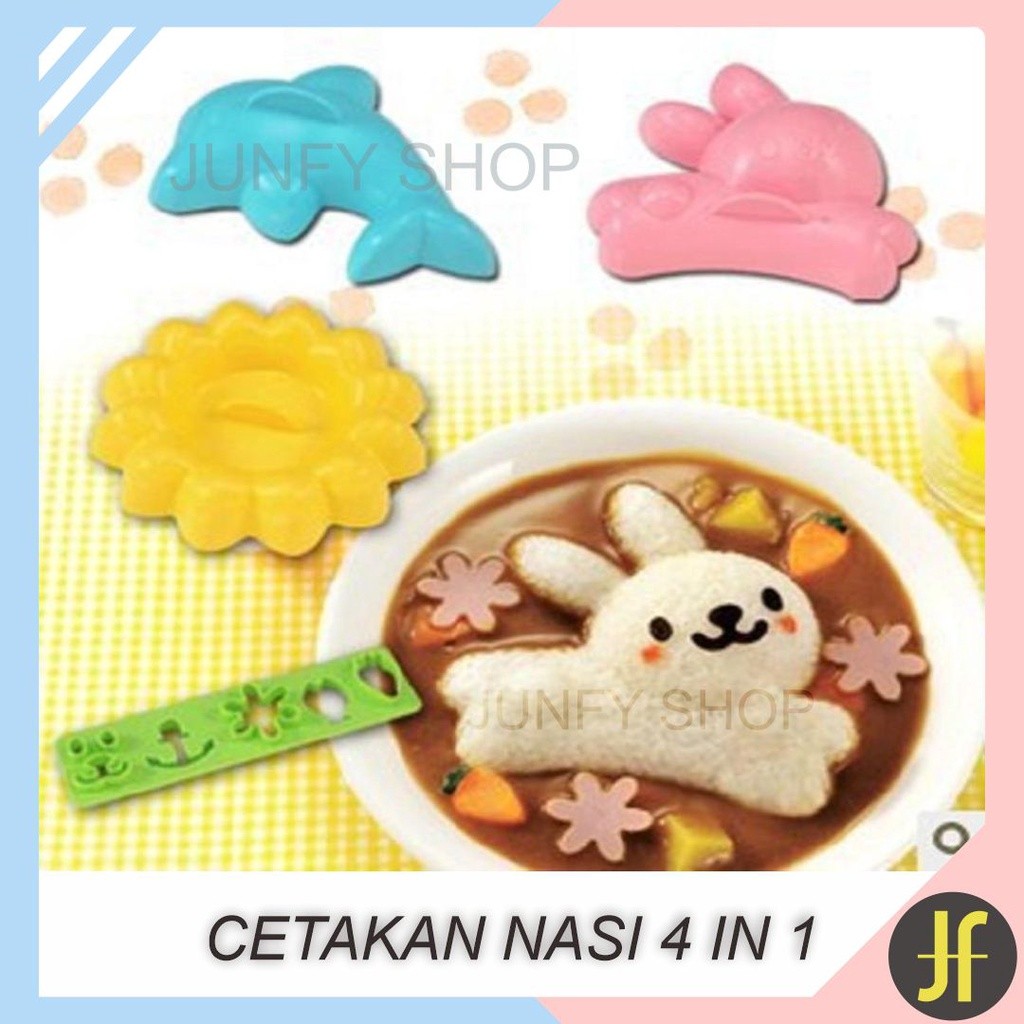 Cetakan Nasi Bento / Cetakan Nasi 4 in 1 / Cetakan Nasi Bento / Wadah Cetakan Nasi Catering