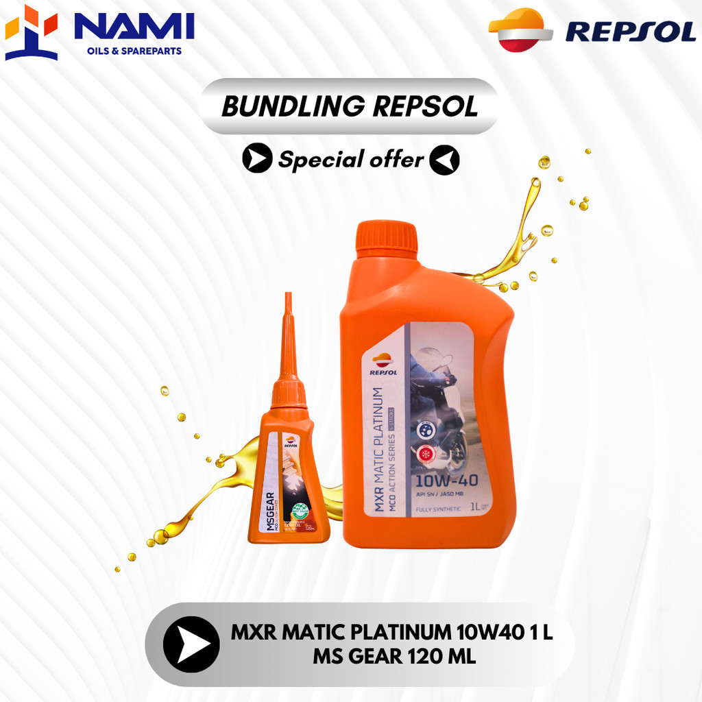 *BUNDLING REPSOL MXR MATIC PLATINUM 10W40(1L) + REPSOL MS GEAR (120ML)* - Original