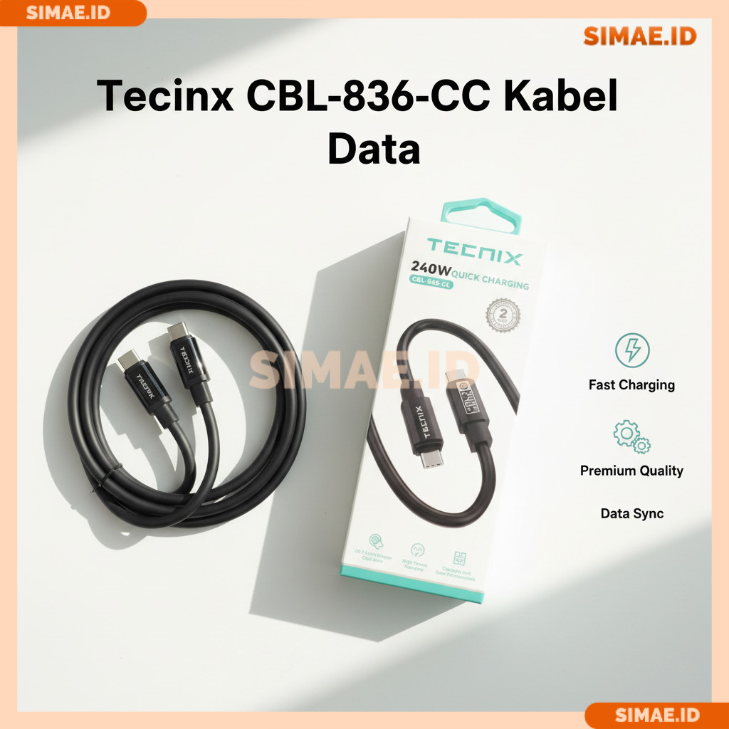 Tecnix CBL-836-CC Kabel Data Charger Type-C to Type-C Fast Charging 240W