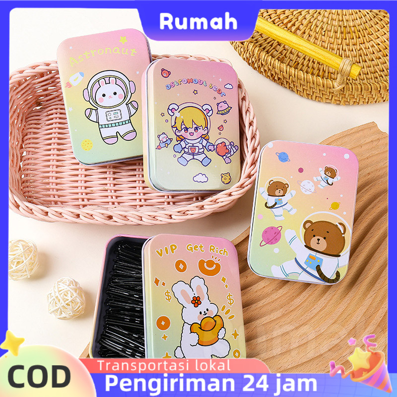 Kotak Penyimpanan Kartu Pos Kartun Kotak Kaleng Beruang Kecil Lucu Kreatif Kotak Kemasan Logam untuk