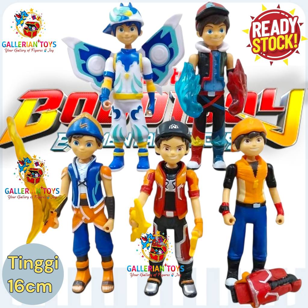 READY Set 5 Pcs Action Figure BoBoiBoy Galaxy Tinggi 16cm - Mainan Pajangan & Topper Kue / Boboiboy 