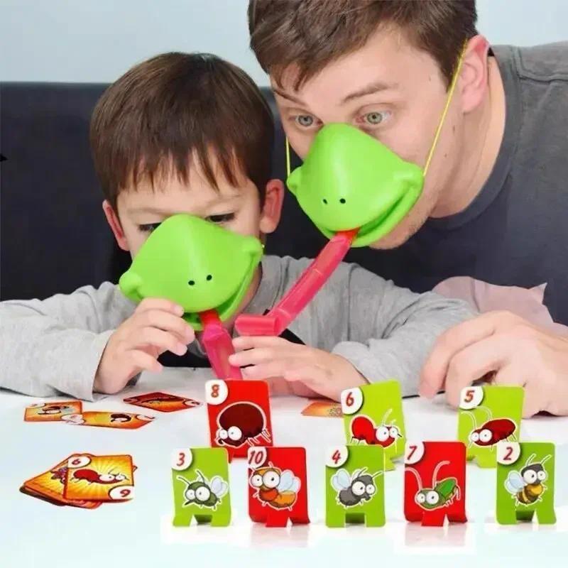 Frog Mask Wagging Tongue Lick Cards Board Games for Children Family Party Toys Antistress Funny Desk
