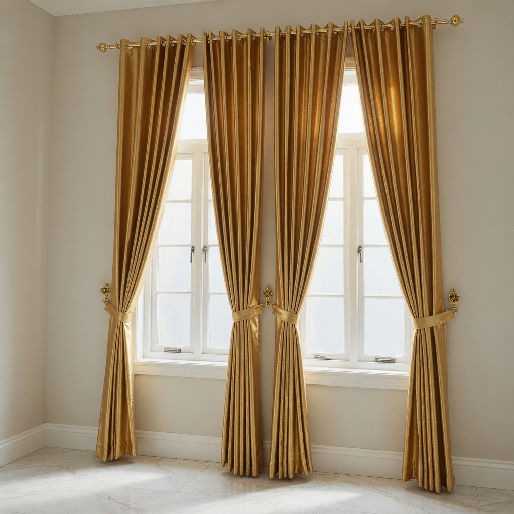 Gorden Jendela Blckout Polos Glossy Serat Premium Lebar Custom Panjang 250 - 270 Cm Aesthetic
