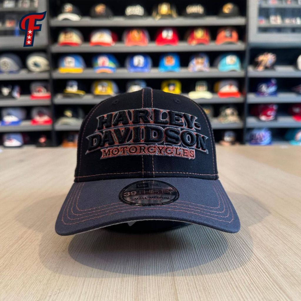 Topi Motor New Era x  Harley Davidson Motorcycle Collab 39THIRTY Hat Original