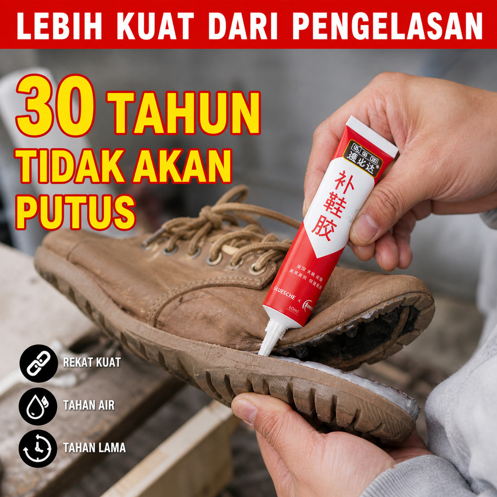 Lem Sepatu Super Kuat Anti Air, Perbaiki Sol Copot Anti Lepas, Perekat Karet Kulit Kanvas Cepat Keri