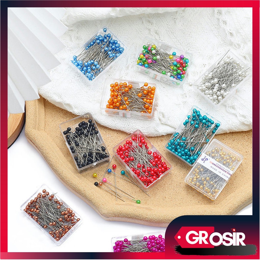 Grosir - 6814  Jarum Pentul Hijab Hijab Anti Karat Warna Warni / Jarum Pentul Kepala Bola 1.5 Inch K