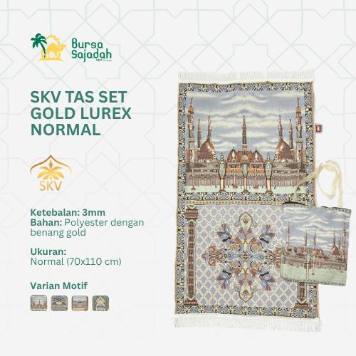 Sajadah Tas Travel Turki 110 x 70 cm Lurex Emas Sejadah Traveling Turkey Bag Perlengkapan Shalat Ole