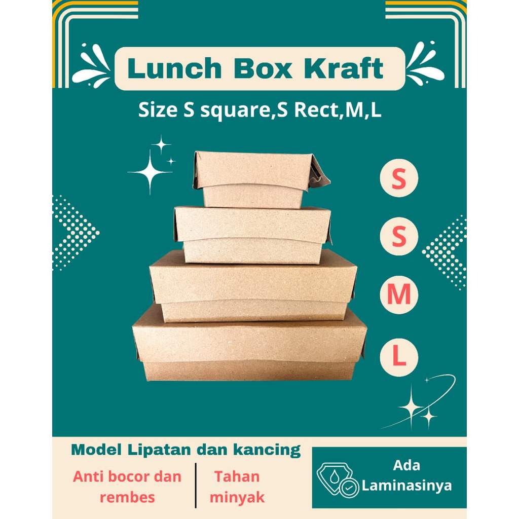 Lunch Box Kraft S M L (Non Window)/dos kraft/paper lunch box