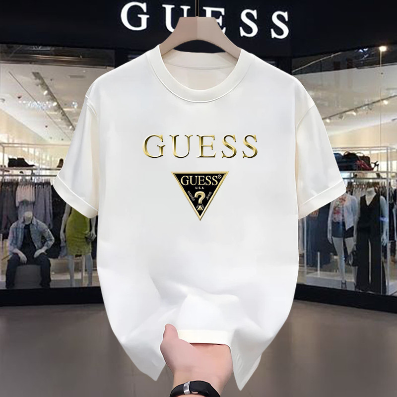 Ready Stock COD 100% Kapas Asli GUESS Kaos Distro Original Unisex Kaos Sablon Basic Serbaguna Santai