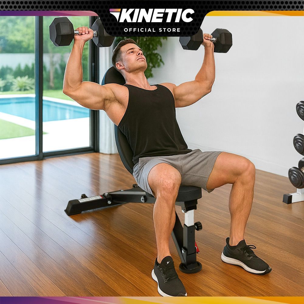 Kinetic Commercial Weight Bench B10 - Hitam Kursi Gym Alat Workout Bangku Fitness Perlengkapan Gym A
