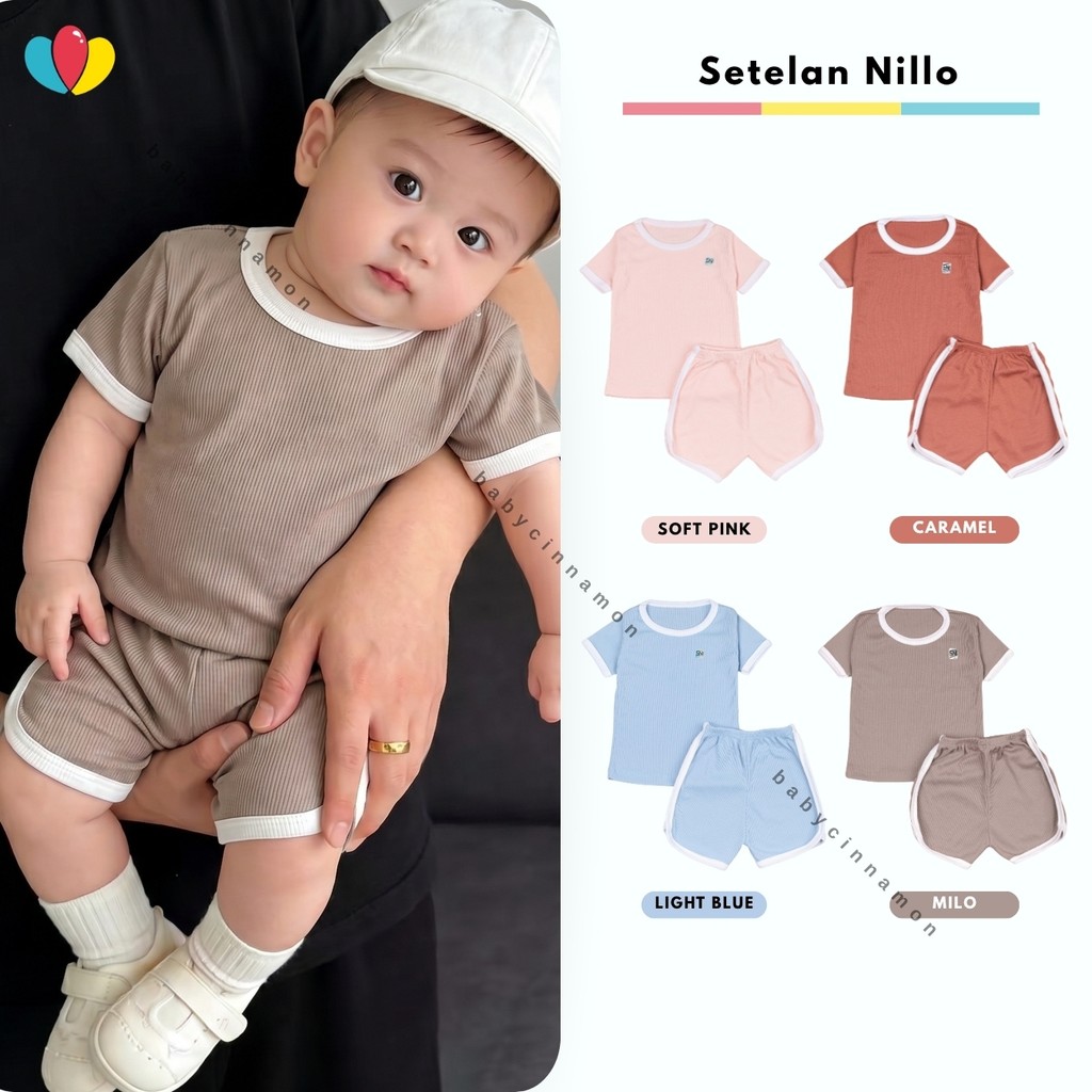 (SNI) Setelan Nillo uk 6-18 Bulan / Cotton Knit Set Anak Bayi Laki-laki Perempuan Baju Tidur Anak Ce