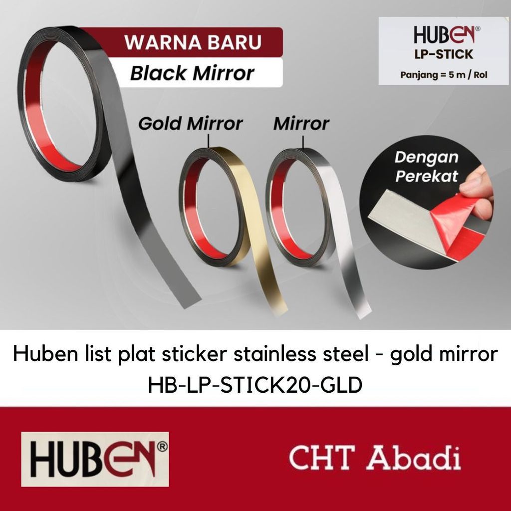HUBEN List Plat Strip Sticker SS LP-STICK 20mm gold