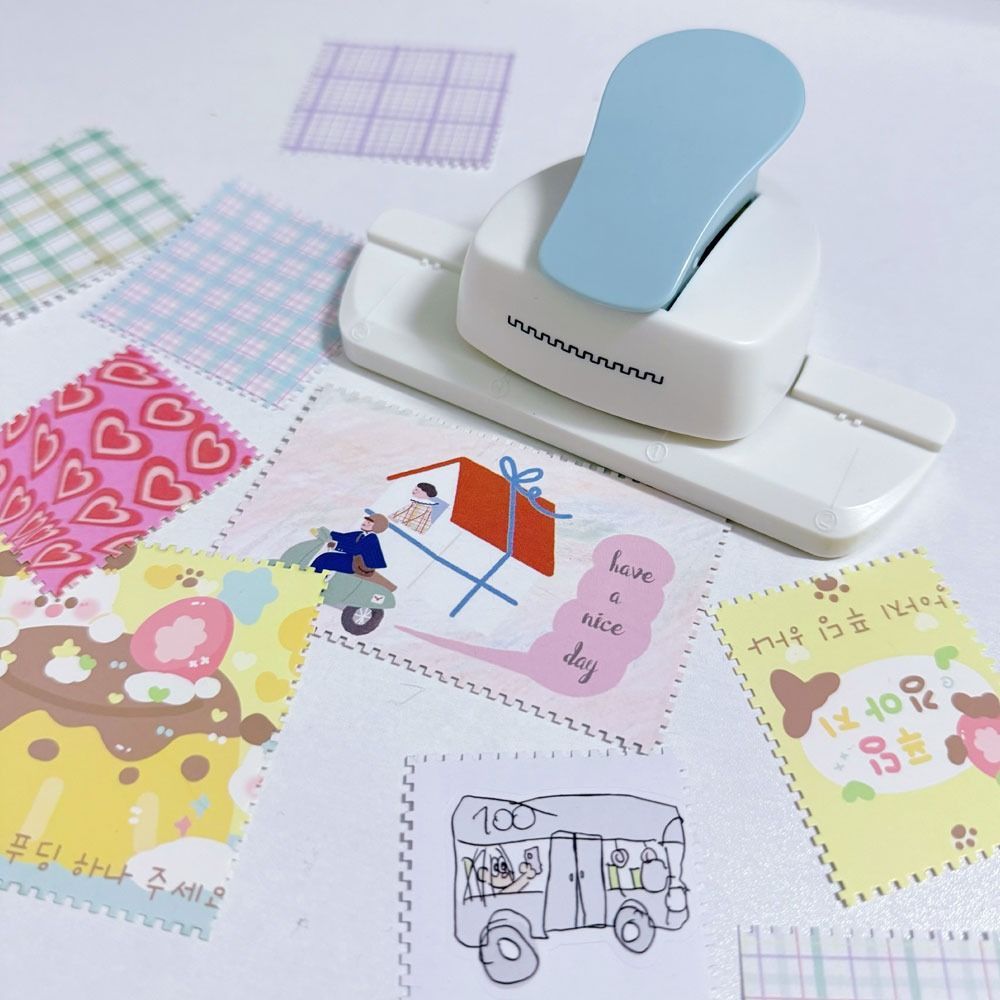 Manual Postage Stamp Punch Embossing Y Stamp Embossing Machine Laborsaving Paper Edge Embossing Tool