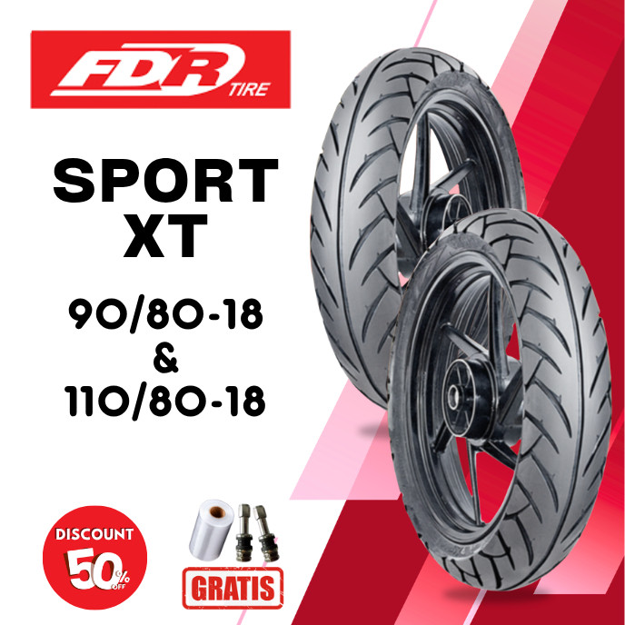 SEPASANG Ban Motor FDR SPORT XT 90/80 & 110/80 RING 18 Tubeless