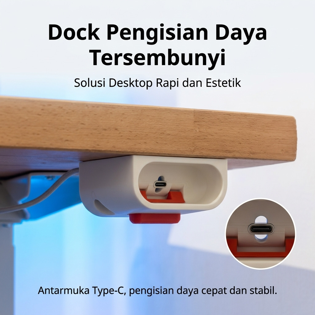 [MECHANICAL] Under Desk Charging Dock for AirPods Pro 3 (USB-C) - Holder AirPods Bawah Meja dengan T