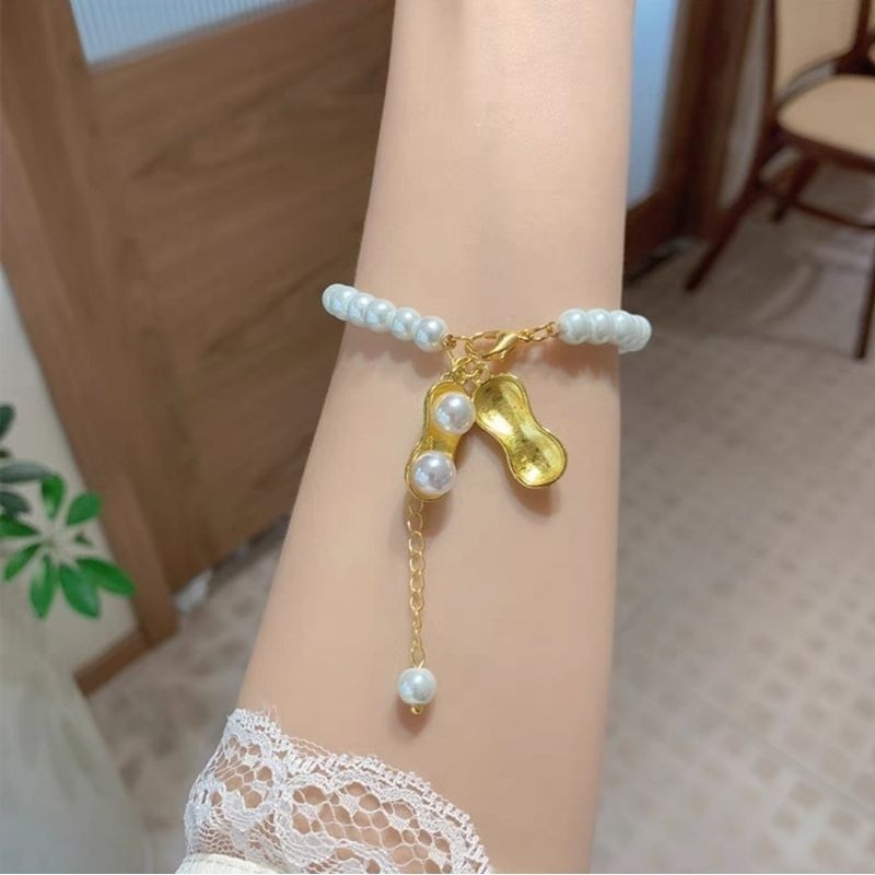 Skinluxe Gelang Wanita Aesthetic Motif Mutiara Kacang Style Korea Aksesoris Fashion Kekinian