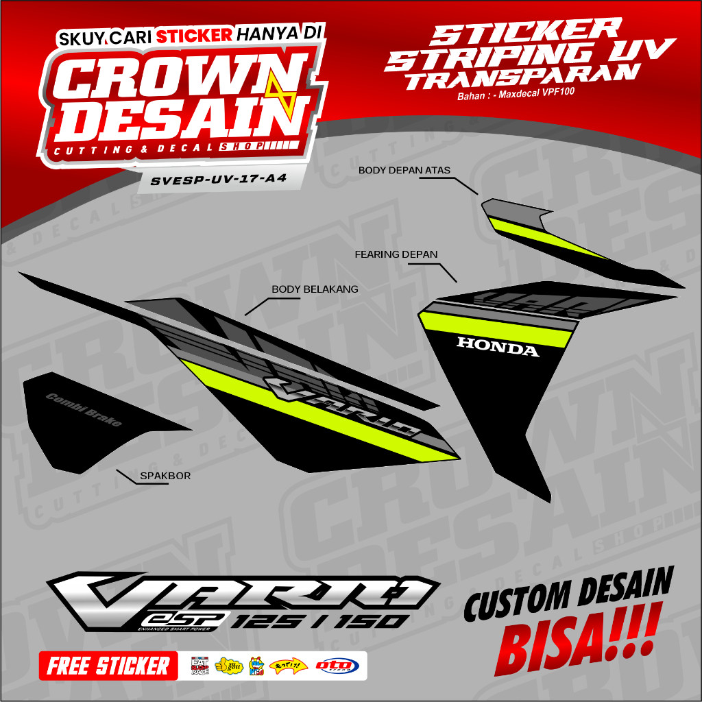 Stiker Striping UV Transparan Vario 125/150 Led Old Motif Ori Standar - Striping Lis Body Vario Led 