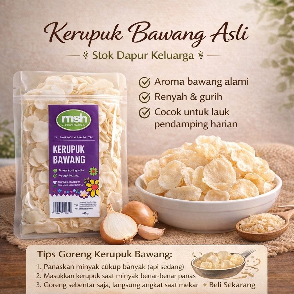 Kerupuk Bawang Putih Asli 500gr , Kerupuk Bawang Putih Gurih & Renyah , Kerupuk Bawang Putih Premium