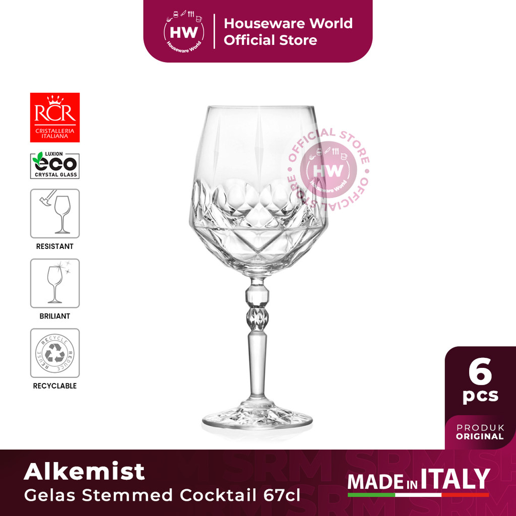 RCR Gelas Stemmed Cocktail Kaca Crystal Set Alkemist 67cl - 6pcs
