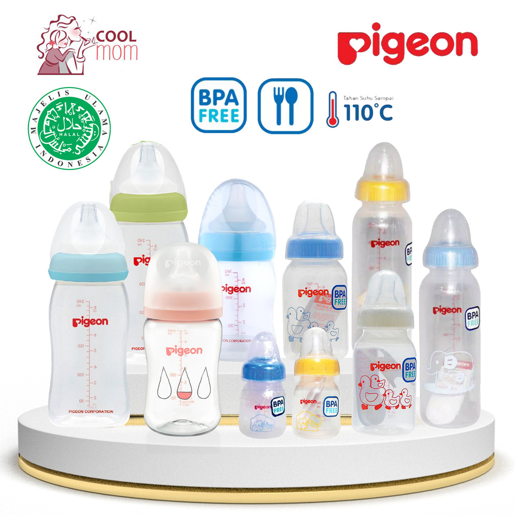 CoolMom Pigeon Botol susu bayi standart PP assort anti sedak dot anak bayi plus nipple BPA free