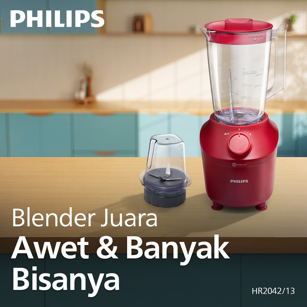 Blender Philips Plastik 1 Liter - 3000 series HR2042/13 - Blender Jus - Blender Juicer- Blender Terb