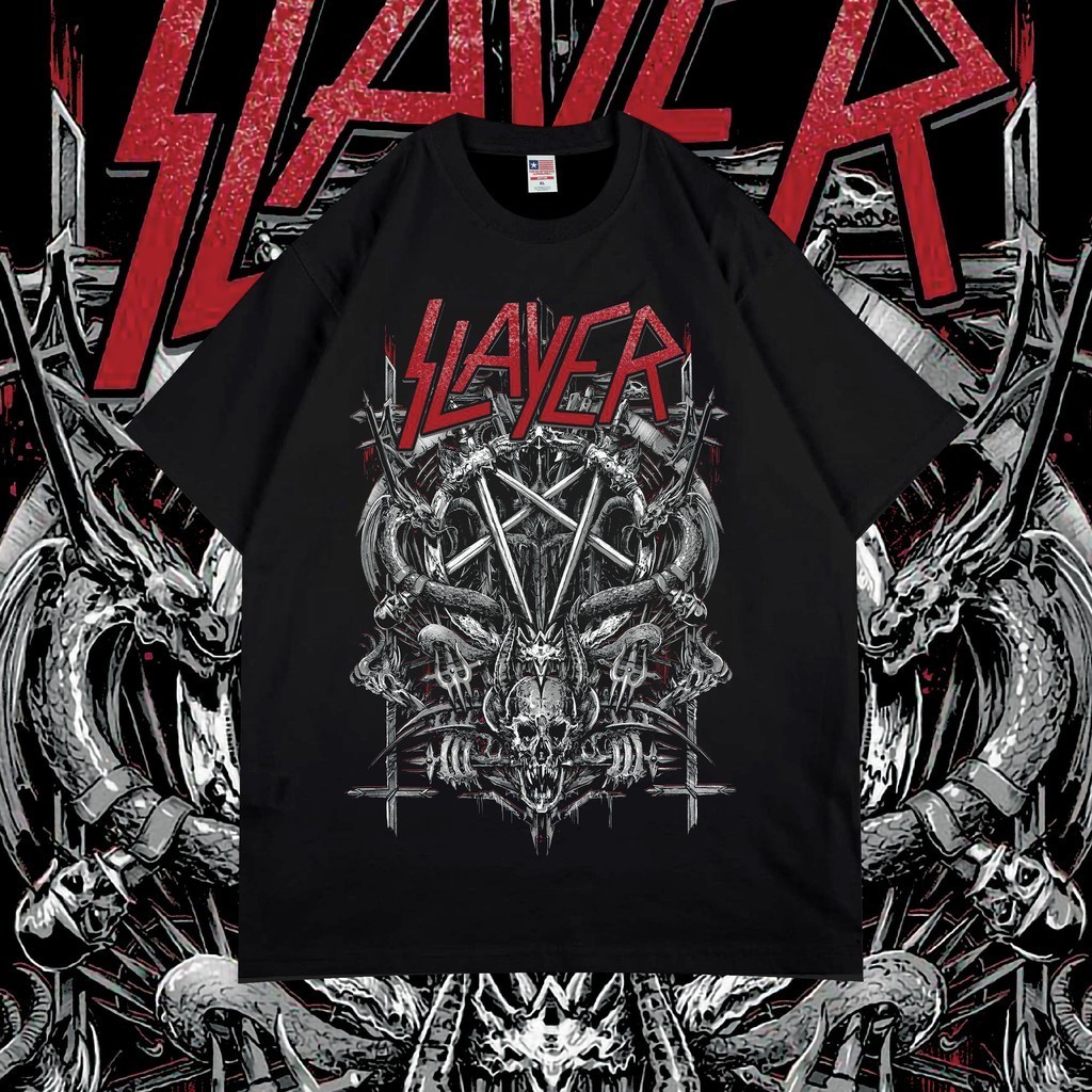 HOT SLAYER RED WHITE VINTAGE BOOTLEG - PREMIUM KAOS BAND