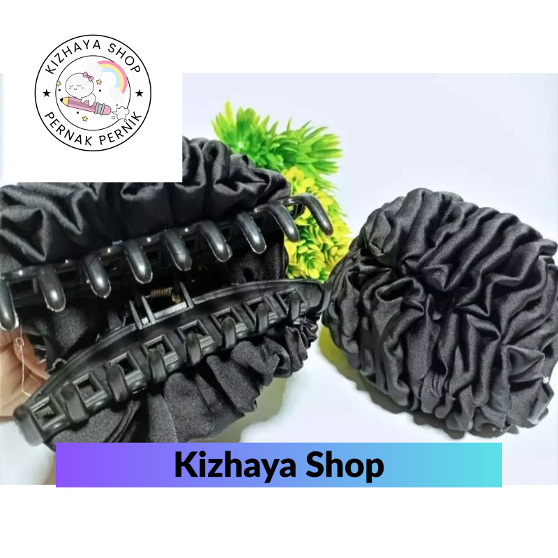 Jepit Rambut Kain / Cepol Jilbab Hitam / Jepitan Rambut Cepol Hijab /Scrunchies Jilbab