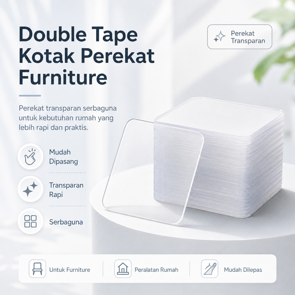 Double Tape Kotak Perekat Furniture Tembok Nano Tape Isolasi Dua Sisi Kuat