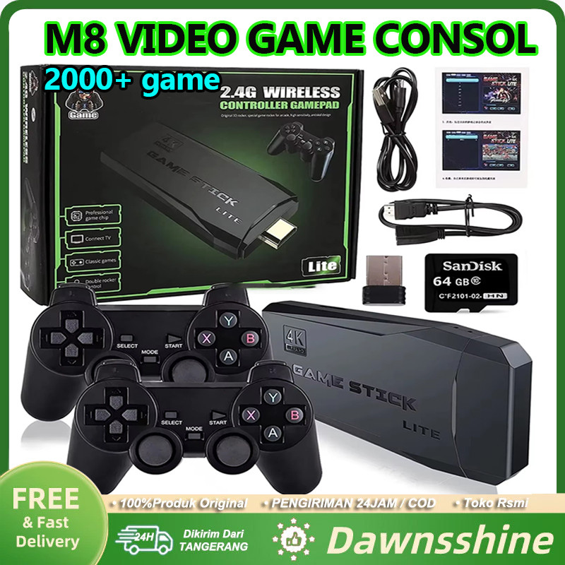 Game Stick M8 Wireless 4K 64G HDMI TV Video Game Console + Gamepad