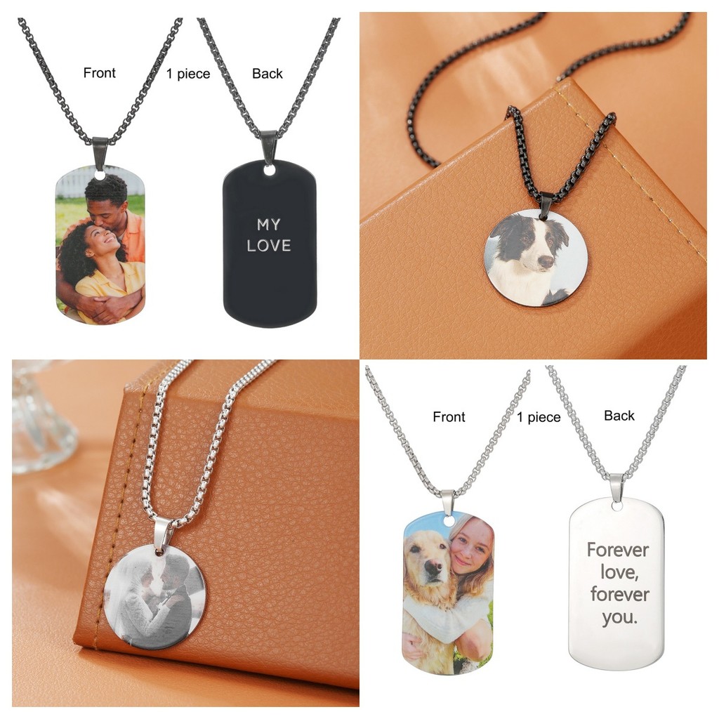 Kalung persegi panjang stainless steel, tag anjing tag militer liontin anti-hilang, perhiasan tag ku