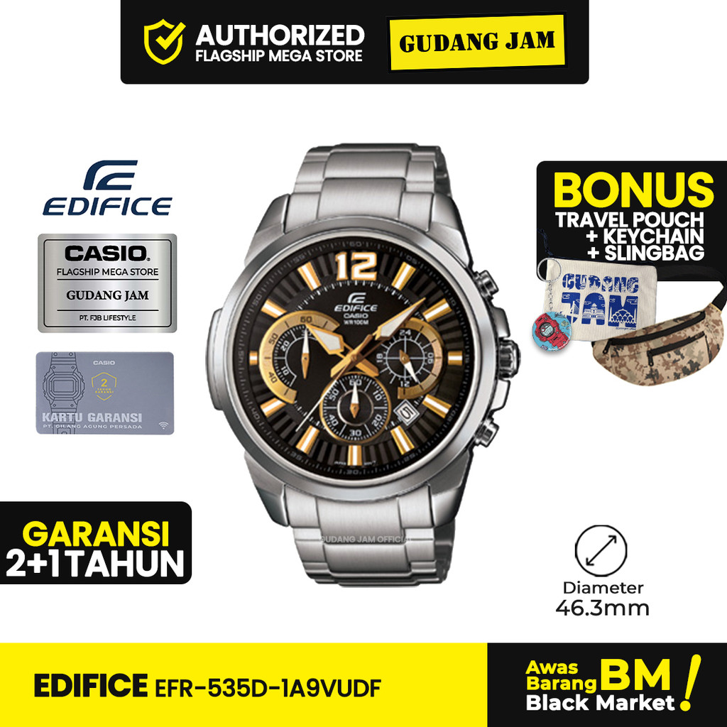 Jam Tangan Pria Edifice EFR-535D-1A9VUDF Stainles Steel Strap
