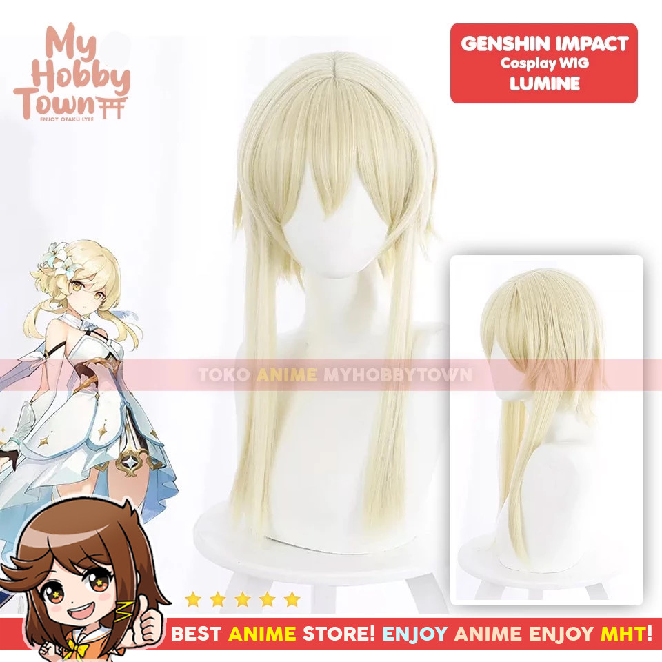 Wig Cosplay Anime Game Genshin Impact Lumine Rambut Palsu Traveler