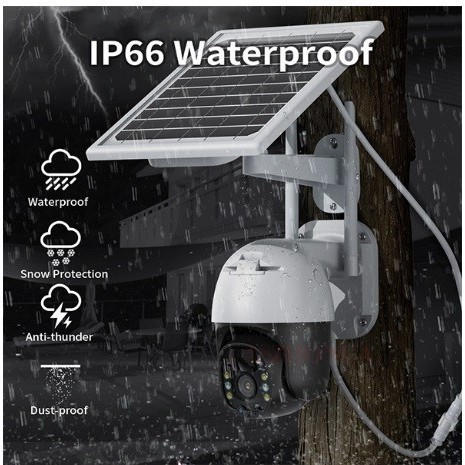 Solar CCTV PTZ Camera Rechargeable Battery IP66 IP Camera Outdoor CCTV Tenaga Surya Full color night