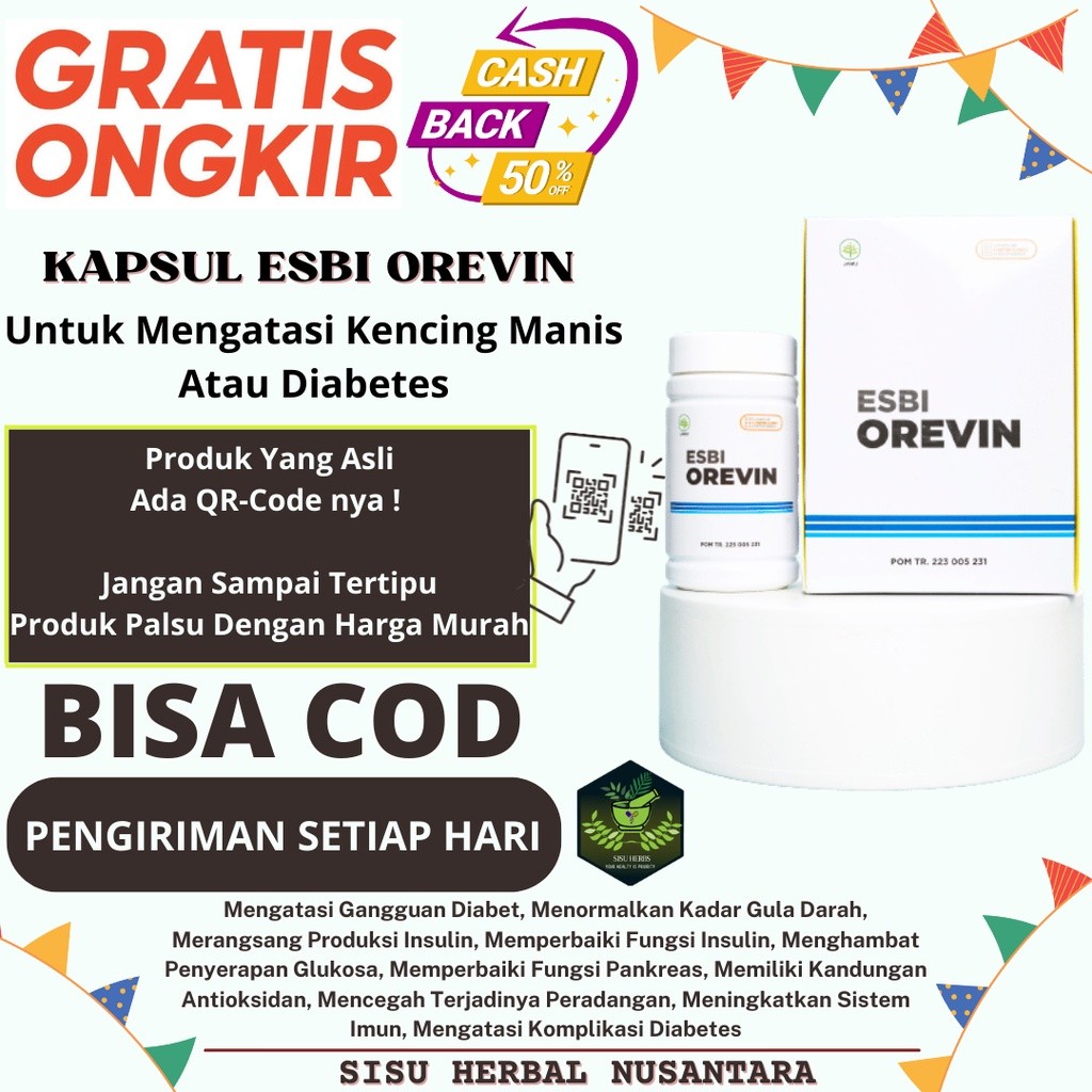 (TERMURAH) Kapsul ESBI OREVIN Herbamed Obat Herbal Membantu Mengatasi Kencing Manis Diabetes Asli Or