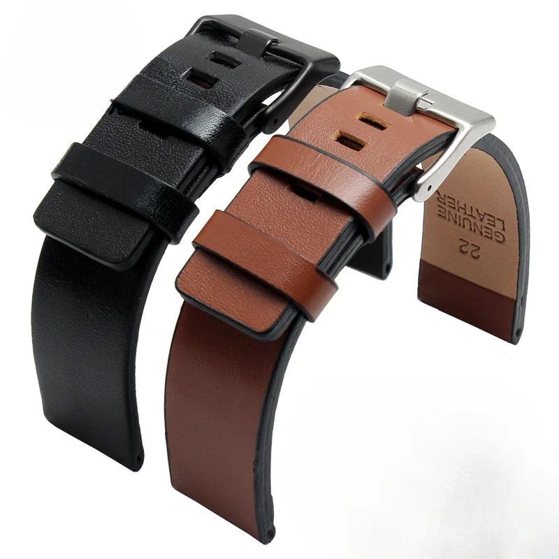 Breathable Skin Friendly Genuine Cow Leather Watchbands for esel Dz4346 Dz4357 Waterproof Watch Acce