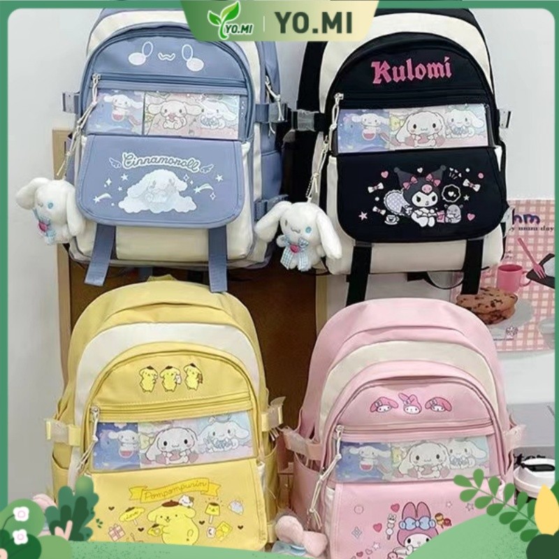 Kuromi Tas Ransel Anak Perempuan Gaya Kartun Manis Tas Sekolah Tas Sekolah Wanita Gaya Kasual