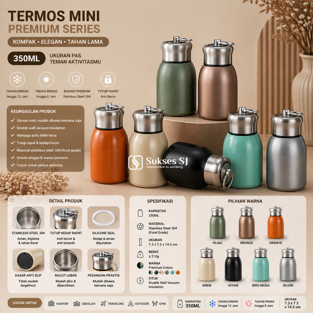 Termos Mini Stainless Steel | Tahan Panas & Dingin | Travel Friendly