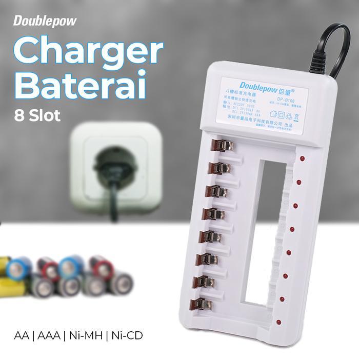 Doublepow Charger Baterai 8 Slot AA AAA Ni-MH Ni-CD with LED / Charger Baterai 8 Slot AA dan AAA