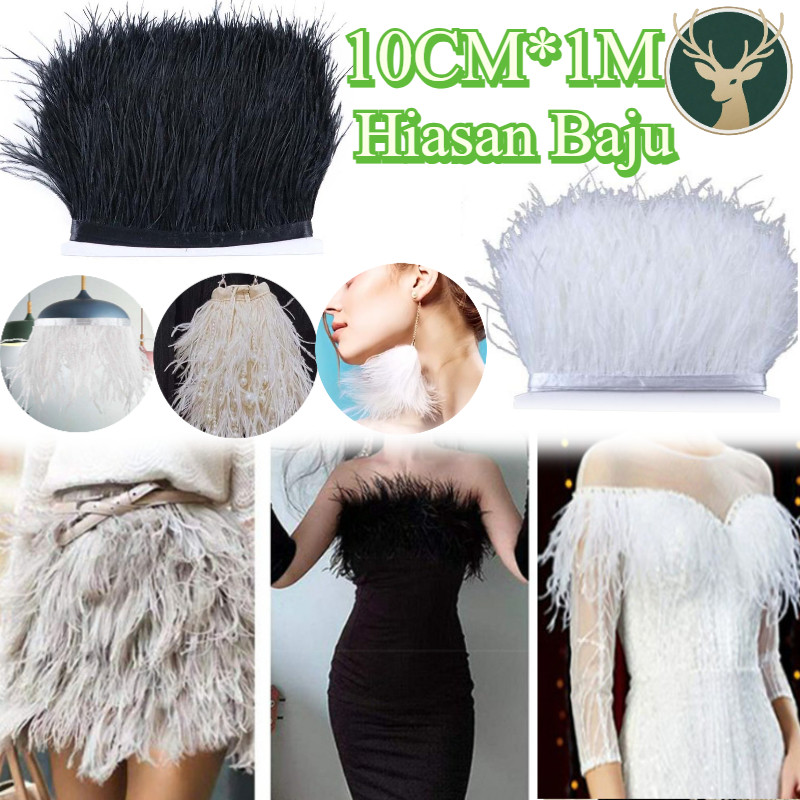 1Meter Bulu Headpiece / Hiasan Baju/ Bulu Ostrich Bulu Ostrich Premium Bulu Bulu Hiasan Baju/ RENDA 