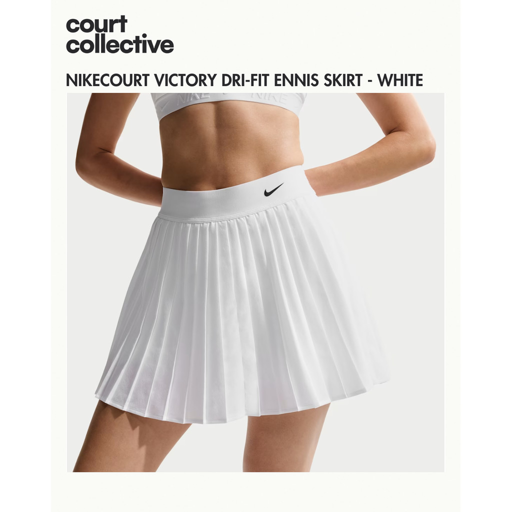 Nike Victory Women's Dri-FIT High-Waisted Tennis Skirt - White (Putih) | Rok Tenis Nike Dri Fit - Pu