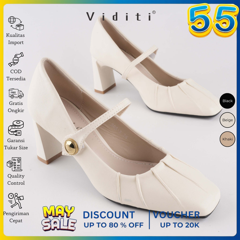 Viditi Priya Block Heels 7 cm | Shoes | Sepatu Import Wanita | Kerja | Kuliah | Kantor | Tapak Tahu