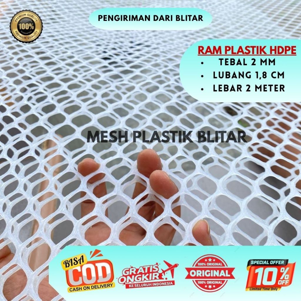 PROMO Ram plastik PUTIH ECER Lebar 2 meter ( 1 Pcs = Panjang 2 meter ) alas kandang ayam, hiasan pag